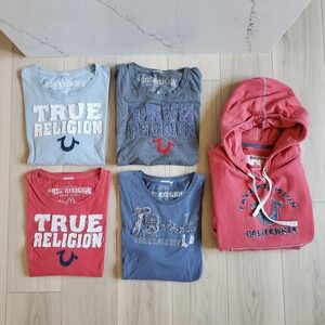 True Religion Shirt Lot 5 Mens 3XL Multicolor California World Tour Graphic Tops